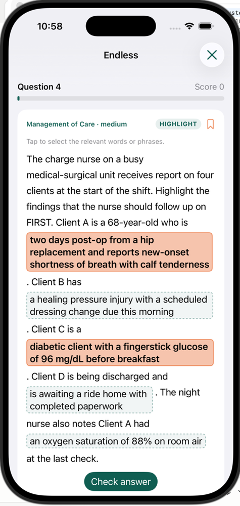 NGN Highlight item — tap the findings to follow up on